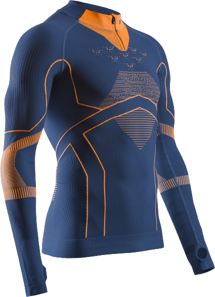 Funkčné tričko X-bionic Energy Accumulator Light Shirt LS 1/2 Zip Men Marine/Orange - 2024/25