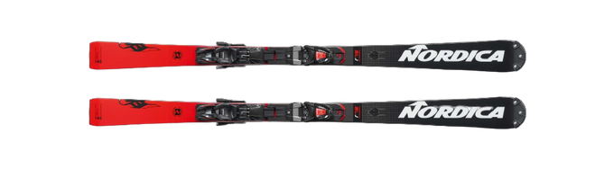Zjazdové lyže Nordica Dobermann SLJ Plate + Marker Race 10 Black Flo Red - 2023/24