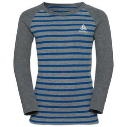 Funkčné prádlo ODLO Active Warm Eco Kids Stripes BL Top Crew Neck LS Blue Wing Teal/Reef Waters - 2022/23