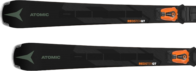 Zjazdové lyže Atomic Redster Q7 Revoshock C + MI 12 GW Black/Orange - 2024/25