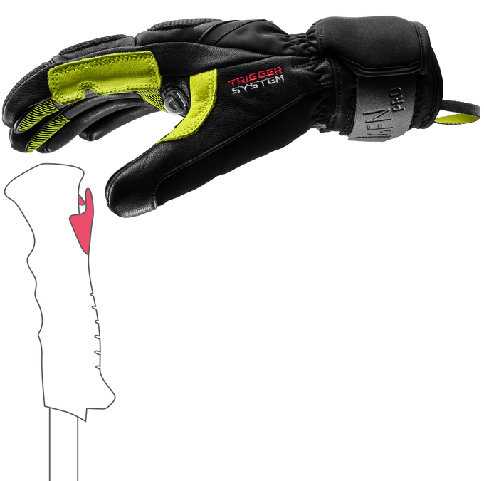 Lyžiarske rukavice LEKI Griffin Pro 3D Black/Neon - 2025/26