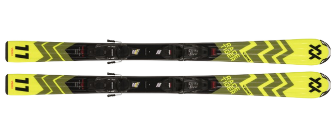 Zjazdové lyže Volkl Racetiger Junior Yellow (100-120) + 7.0 vMotion JR Black - Anthracite - 2024/25