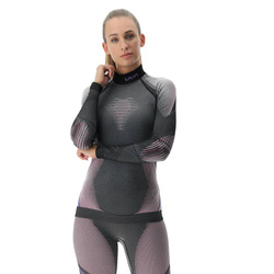 Funkčné tričko UYN Woman Evolutyon UW Shirt LG_SL Turtle Neck Melange Anthracite Melange/Raspberry/Purple - 2023/24