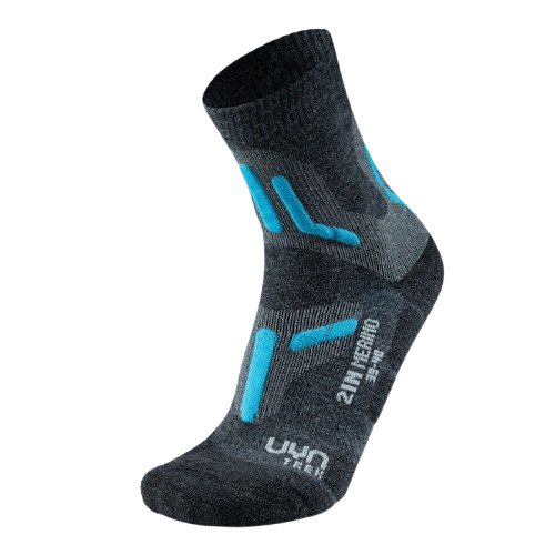 Outdoorové ponožky UYN Lady Trekking 2in Merino Socks Mid Grey/Turquise