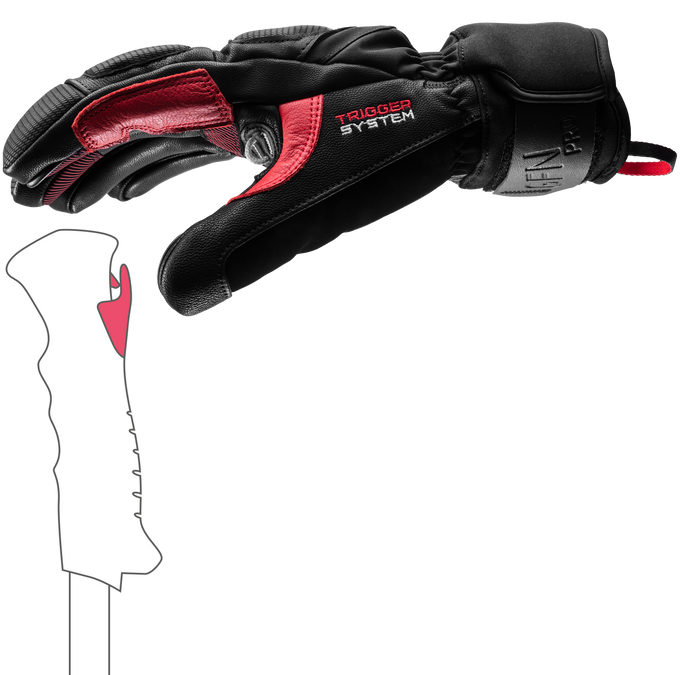 Lyžiarske rukavice LEKI Griffin Pro 3D Black/Red - 2025/26