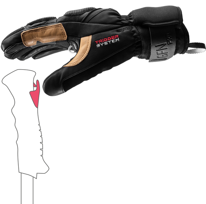 Lyžiarske rukavice LEKI Griffin Pro 3D Black/Tan - 2025/26