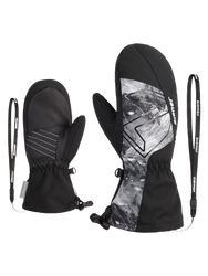 Lyžiarske rukavice Ziener Lavalino-z As® Aw Mitten Glove Junior Unisex Black Grey Mountain Print - 2025/26