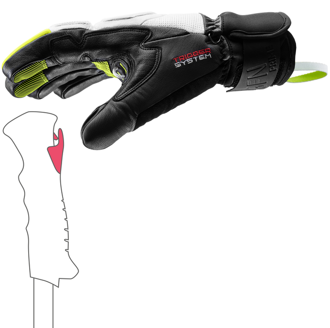 Lyžiarske rukavice LEKI Griffin Prime 3D White/Neon - 2025/26