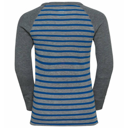 Funkčné prádlo ODLO Active Warm Eco Kids Stripes BL Top Crew Neck LS Blue Wing Teal/Reef Waters - 2022/23