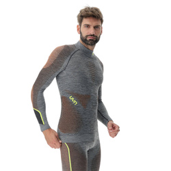 Funkčné tričko UYN Man Ambityon UW Shirt LG_SL Melange Turtleneck Black Melange/Orange/Yellow - 2023/24