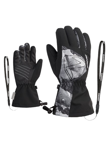 Lyžiarske rukavice Ziener Laval-z As® Aw Glove Junior Unisex Black Grey Mountain Print - 2025/26