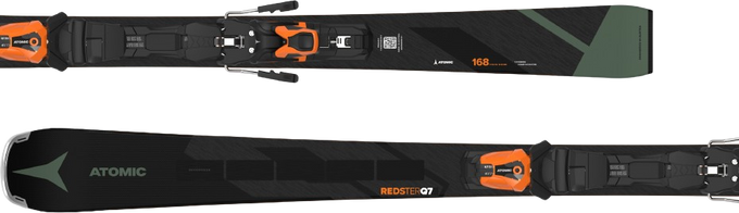 Zjazdové lyže Atomic Redster Q7 Revoshock C + MI 12 GW Black/Orange - 2025/26