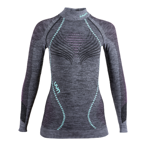 Funkčné tričko UYN Woman Ambityon UW Shirt LG SL Melange Turtle Neck Black Pink/Aqua - 2024/25