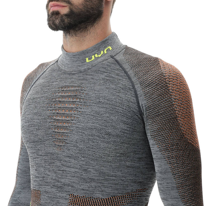 Funkčné tričko UYN Man Ambityon UW Shirt LG_SL Melange Turtleneck Black Melange/Orange/Yellow - 2023/24